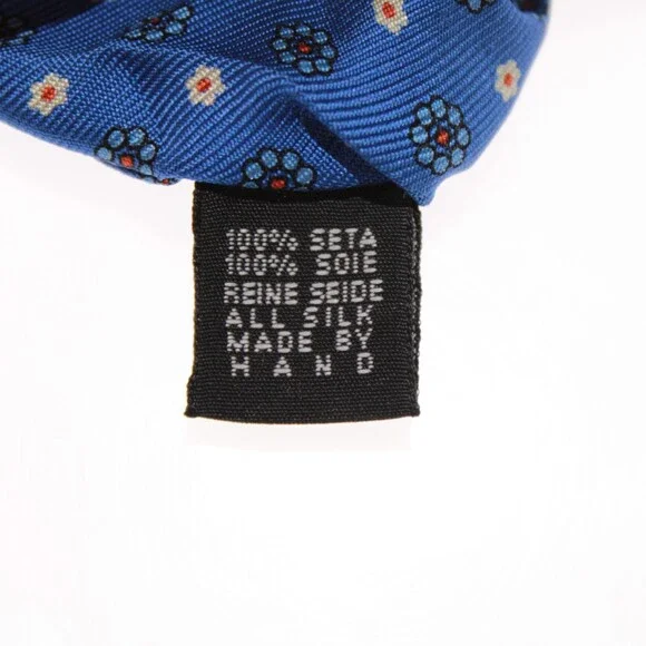 Drake's NWT Neck Tie in Blue with White & Orange Mini Floral Print 100% Silk